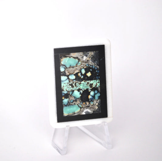 Multi-turquoise intarsia Cabochon