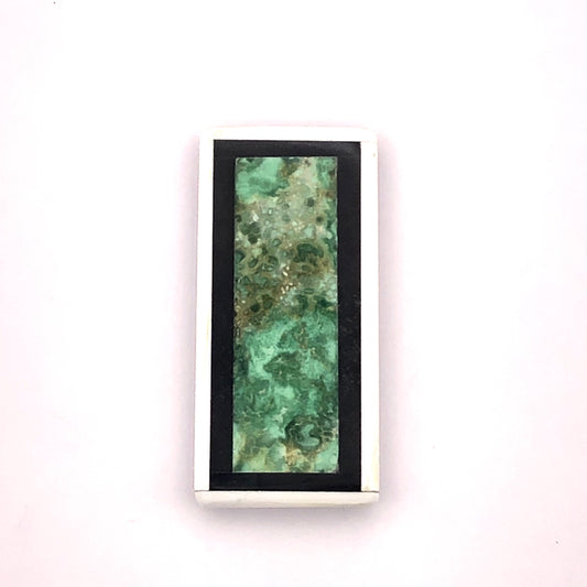 Green Variscite Basanite, Howlite Intarsia