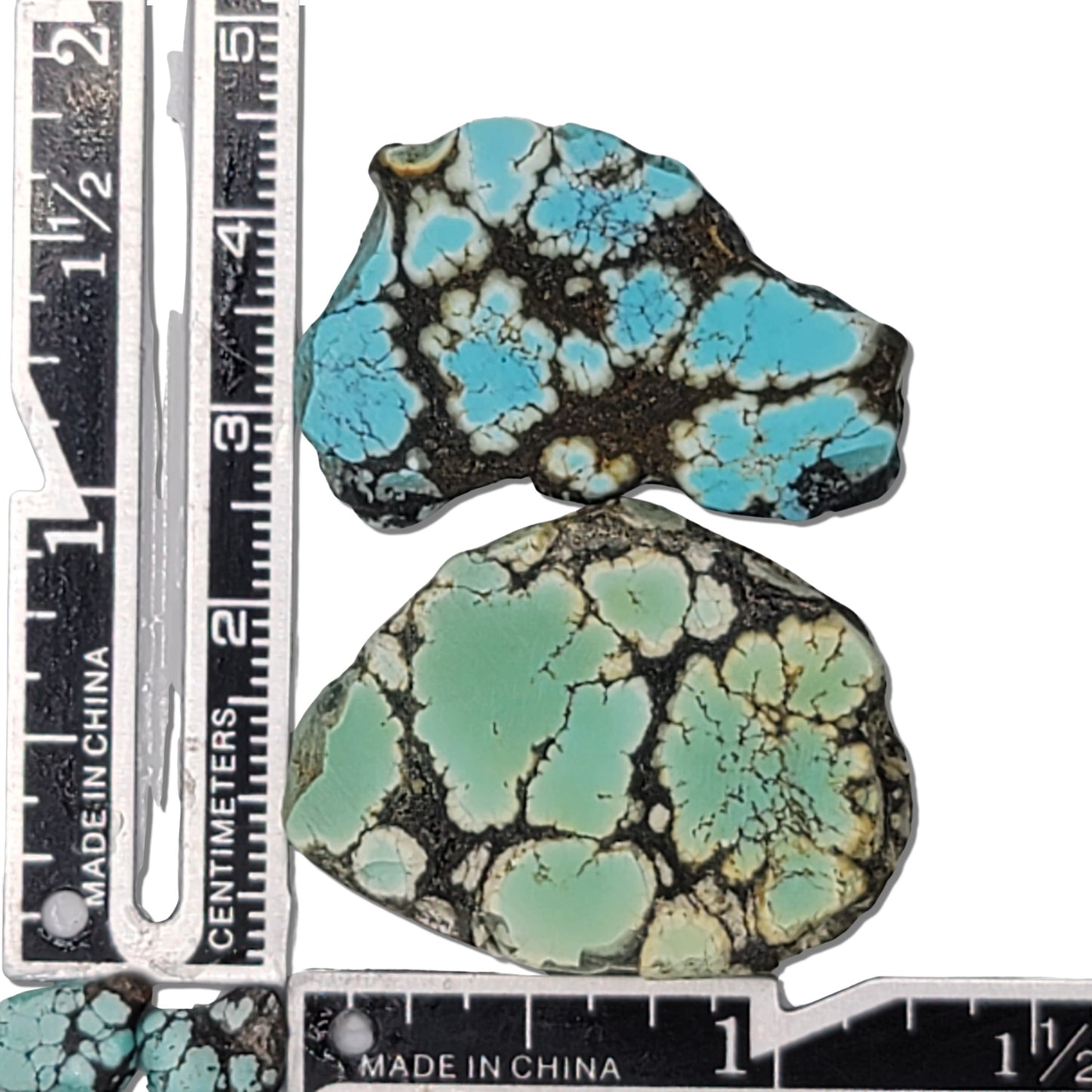 Natural Hubei Turquoise Rough Stones | 15g Pair with Unique Spiderweb Matrix