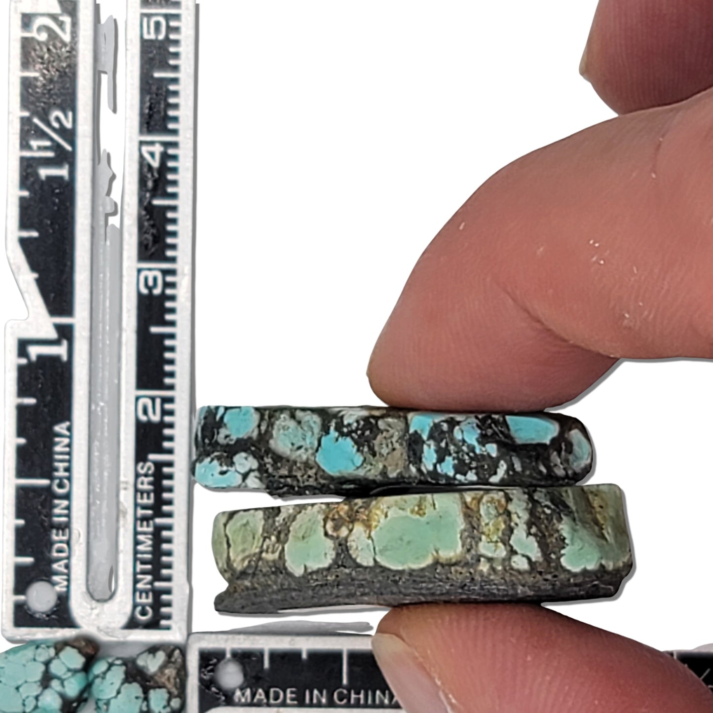 Natural Hubei Turquoise Rough Stones | 15g Pair with Unique Spiderweb Matrix