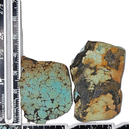 Two rough turquoise stones with blue webbing and earthy matrix, 19g, approx. 1-2 inches, www.naturalturquoise.com.