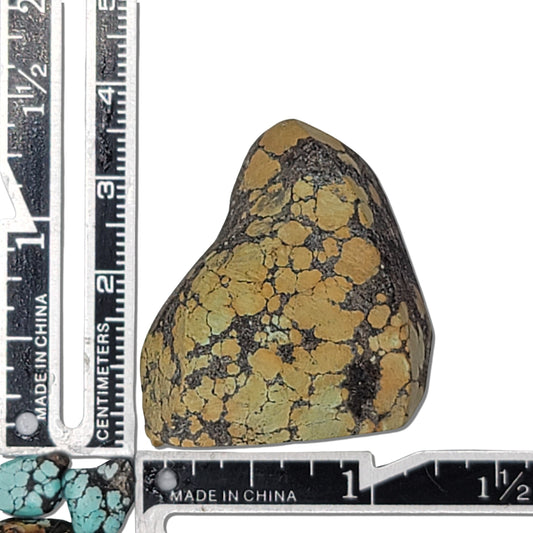 Single rough turquoise stone with brown and green hues and dark matrix, approx. 3.5 cm x 2.5 cm, www.naturalturquoise.com