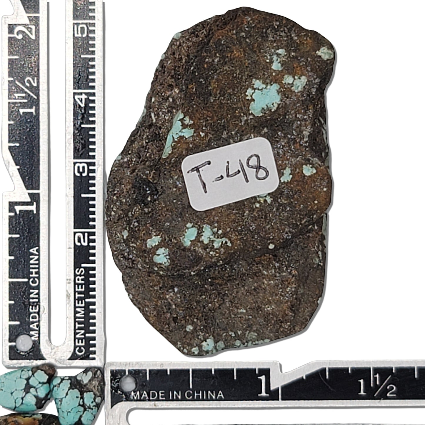 Single rough turquoise stone, 28g, with brown and green hues and dark matrix, approx. 3.5 cm x 2.5 cm, www.naturalturquoise.com