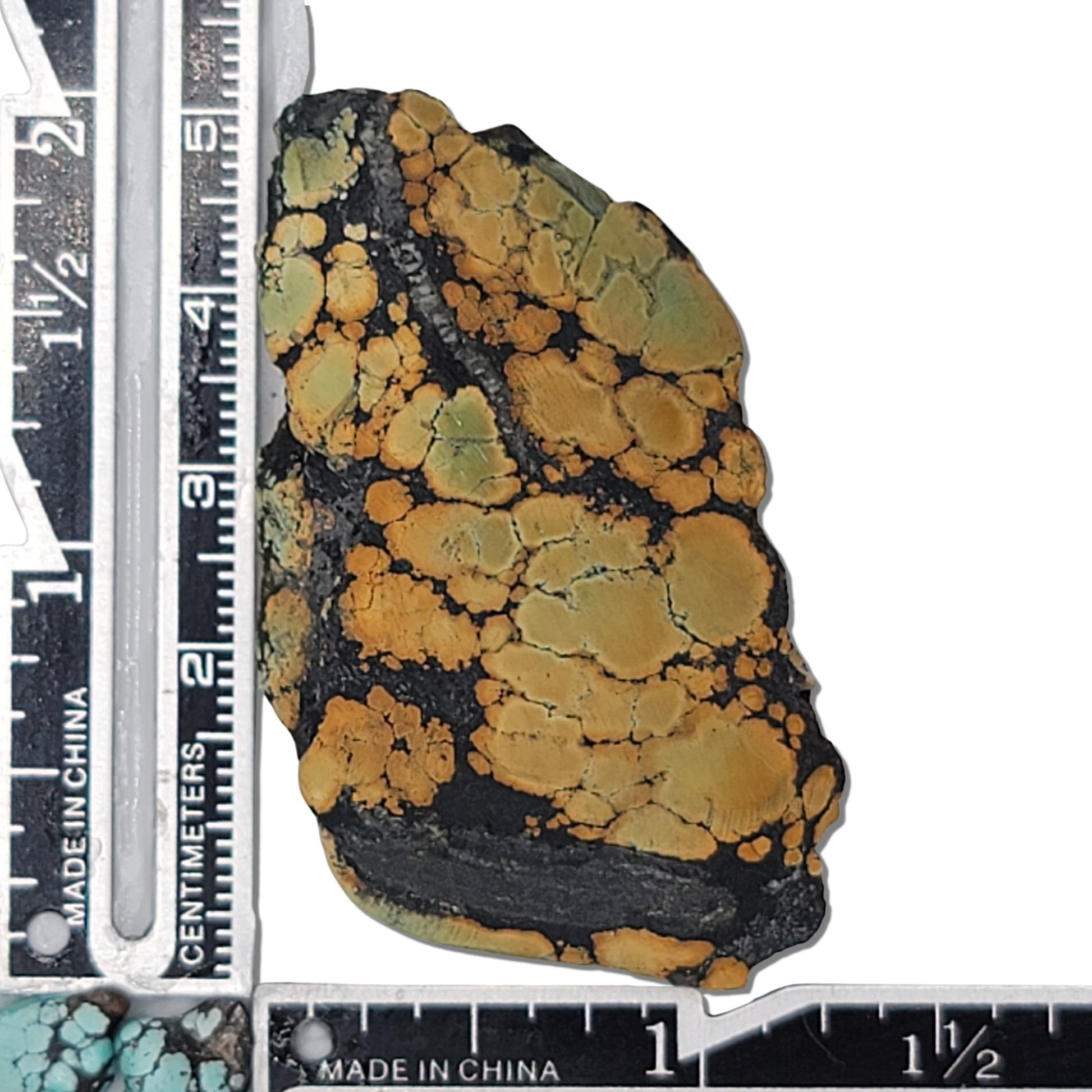 Natural Hubei turquoise stone, 26g, golden-brown with dark matrix, approx. 5 cm x 2.5 cm, www.naturalturquoise.com.